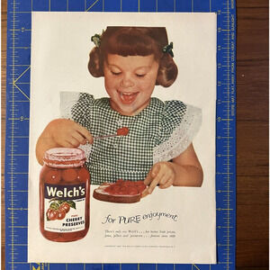 1948 Magazine Ad WELCH'S Jams Preserves Jellies Pure Enjoyment